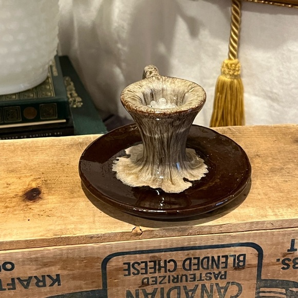 🤎EVANGELINE – Vintage Ceramic Candle Holder Brown & Cream – Canada 186 - Picture 5 of 9